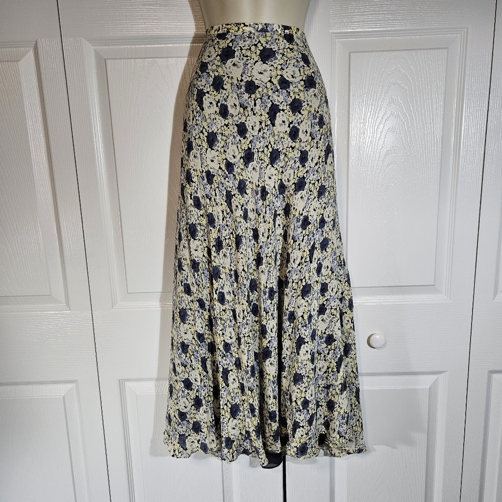 Jones NEW YORK Floral Maxi Skirt in Blue  and Cream